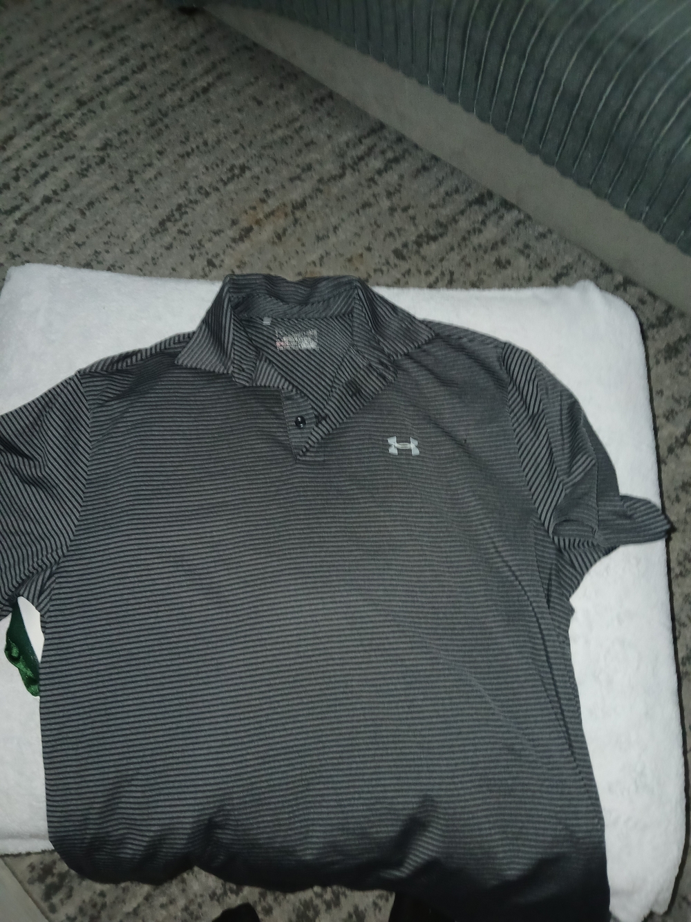 Under Armour Men's Black and Gray Striped Polo Shirt